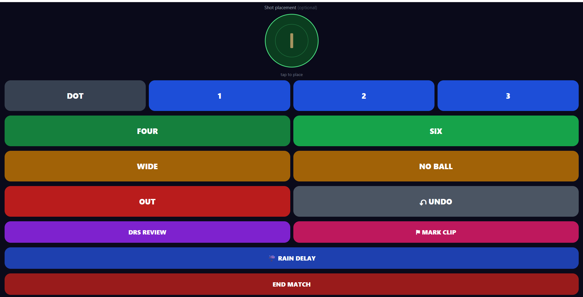 SportBoard Pro operator scoring screen with shot placement